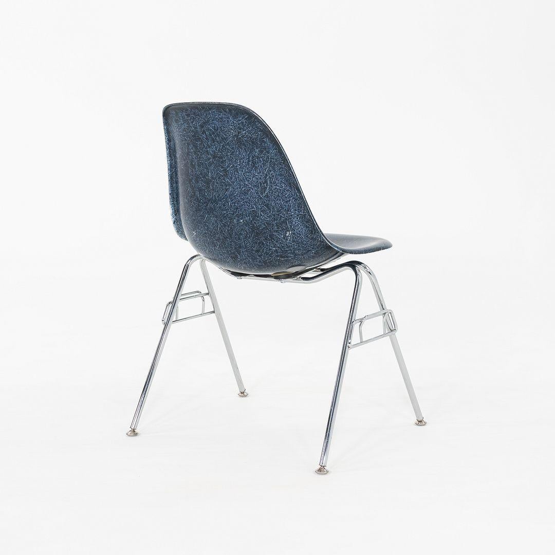 2010s Pair of Modernica Eames Fiberglass Dining Side Shell Chairs in Blue For Sale 2