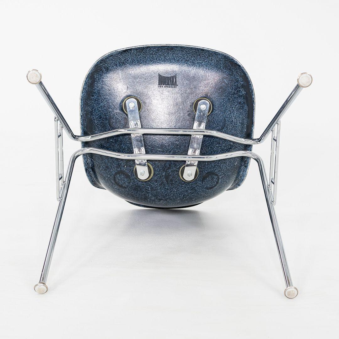 2010s Pair of Modernica Eames Fiberglass Dining Side Shell Chairs in Blue For Sale 3