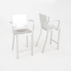 2010s Paire de tabourets de comptoir Philippe Starck pour Emeco Hudson en aluminium avec accoudoirs