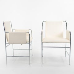 2010s Pair of Ward Bennett for Geiger Envelope Chairs in White Leather w/ Chrome