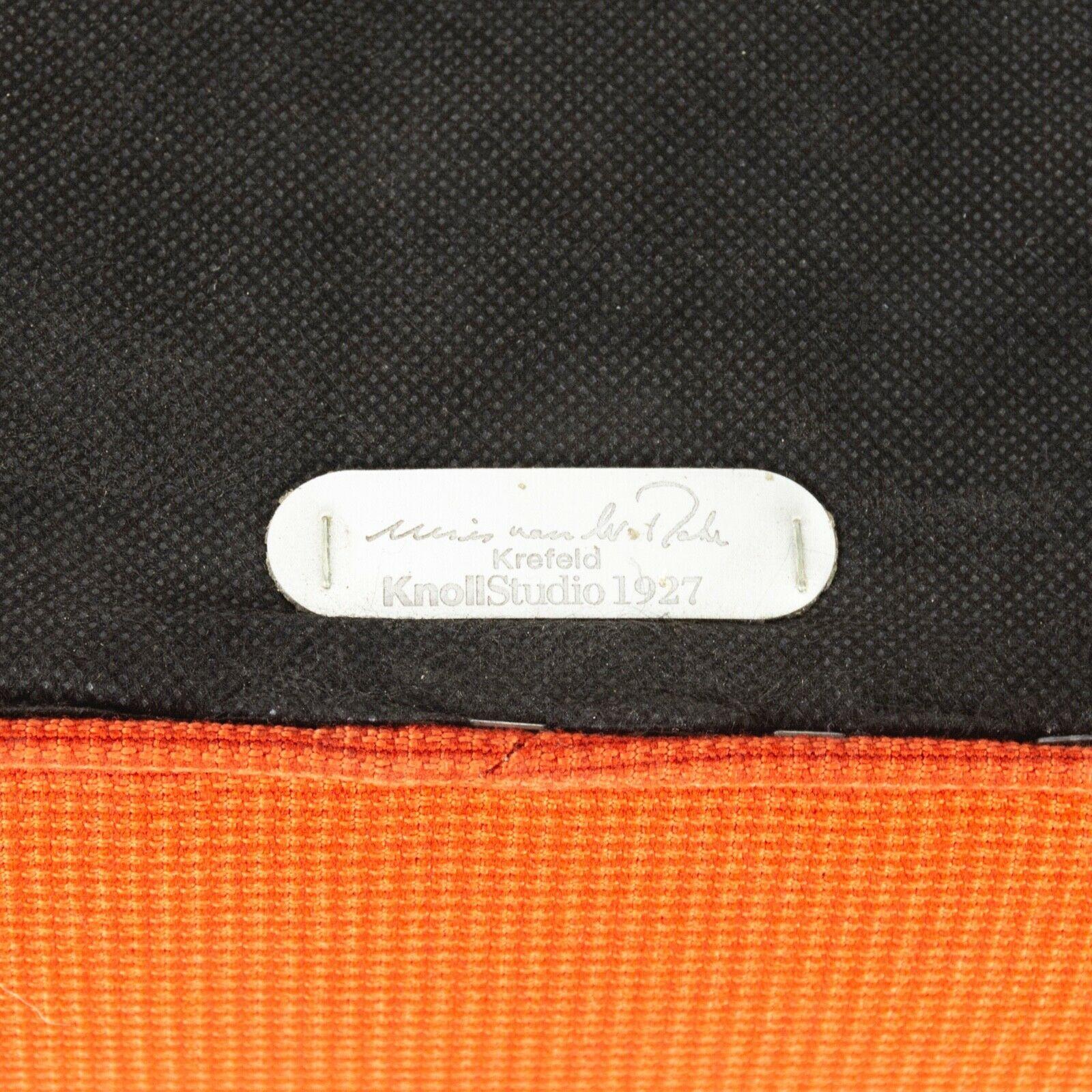 2010s Pair Original Knoll Mies Van Der Rohe Krefeld Lounge Chair Orange Fabric 4