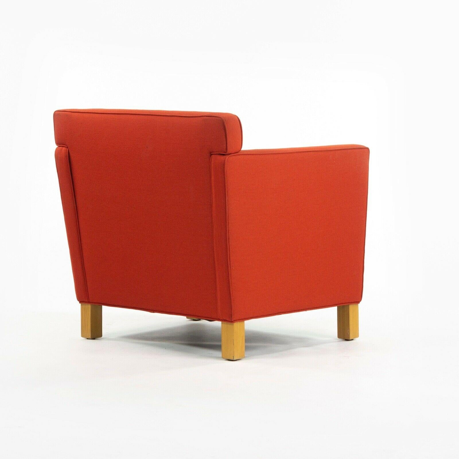 American 2010s Pair Original Knoll Mies Van Der Rohe Krefeld Lounge Chair Orange Fabric