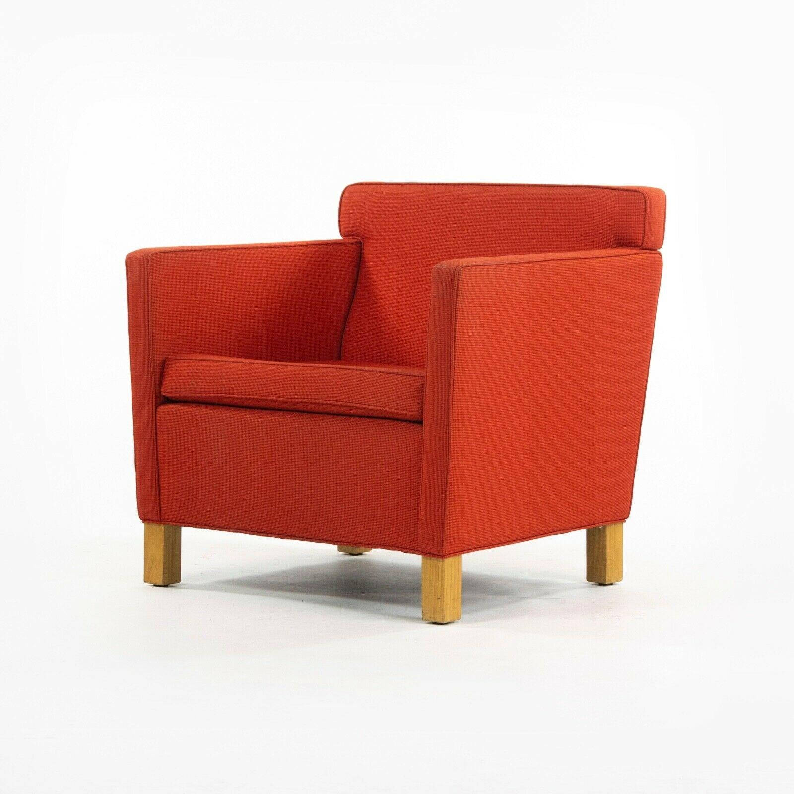 2010s Pair Original Knoll Mies Van Der Rohe Krefeld Lounge Chair Orange Fabric 2