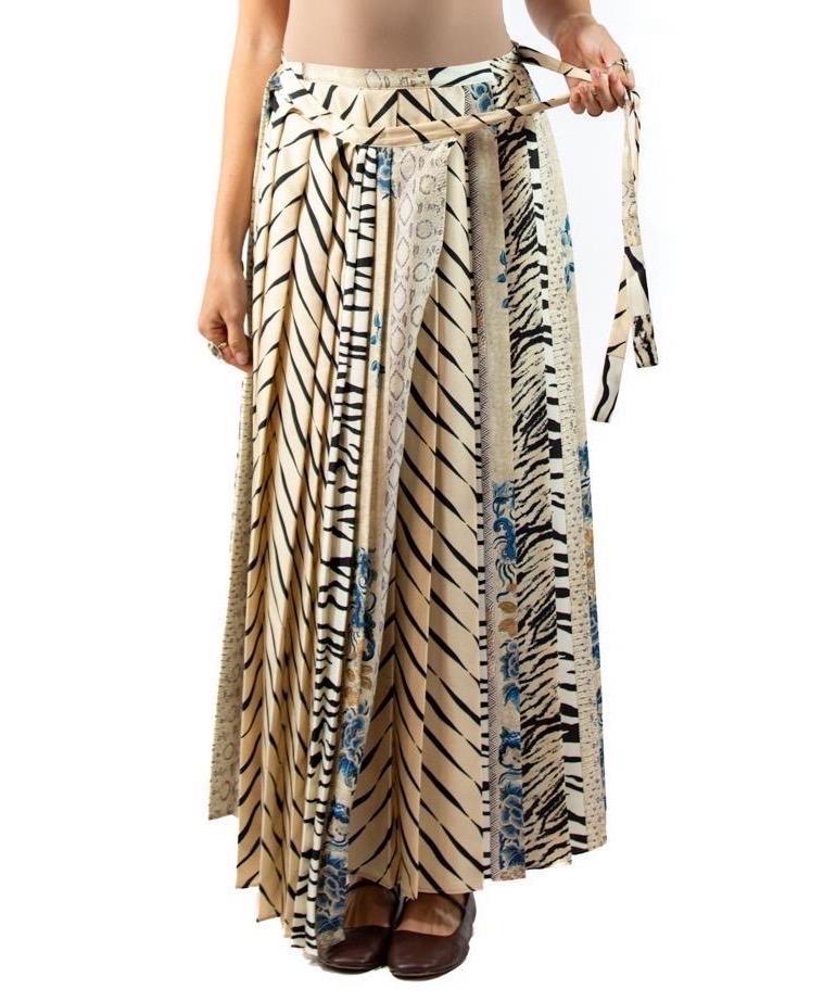 2010S Pierre  Louis Mascia Cream Zebra Silk Twill Skirt For Sale 1
