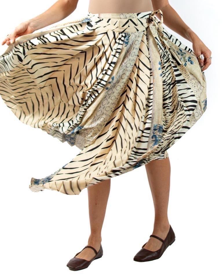 2010S Pierre  Louis Mascia Cream Zebra Silk Twill Skirt For Sale 3