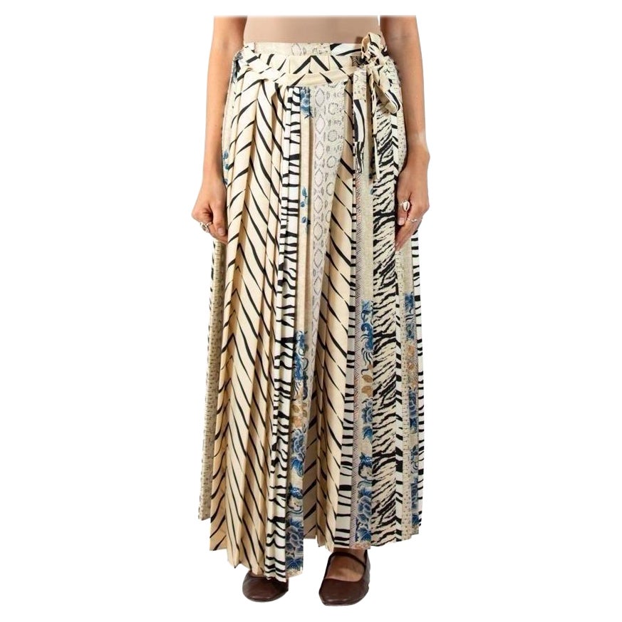 2010S Pierre  Louis Mascia Cream Zebra Silk Twill Skirt