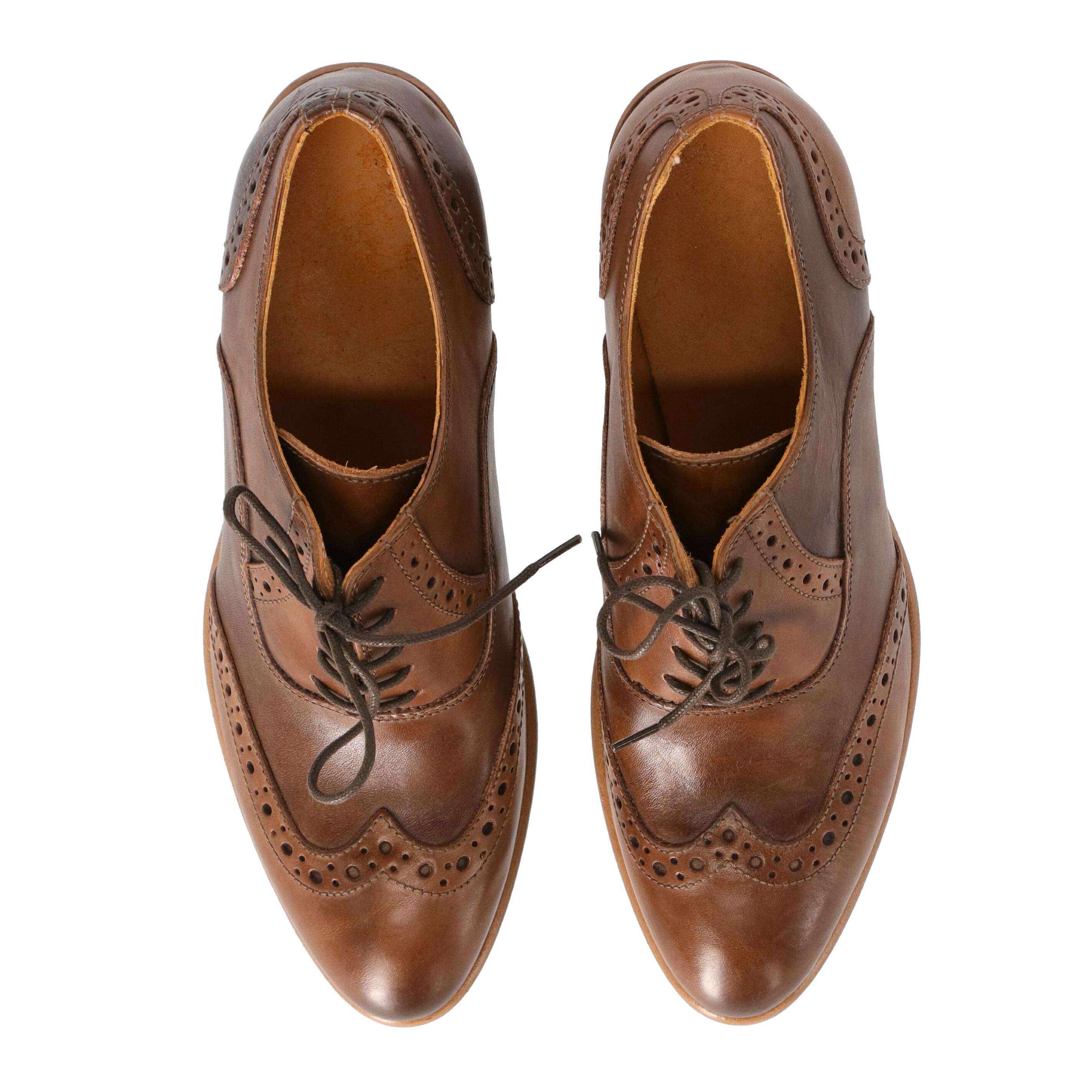 Brown 2010s Pollini Leather Lace-up Brogue Shoes