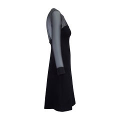 2010s Prada Black Bustier Dress with Chiffon Top and Sleeves