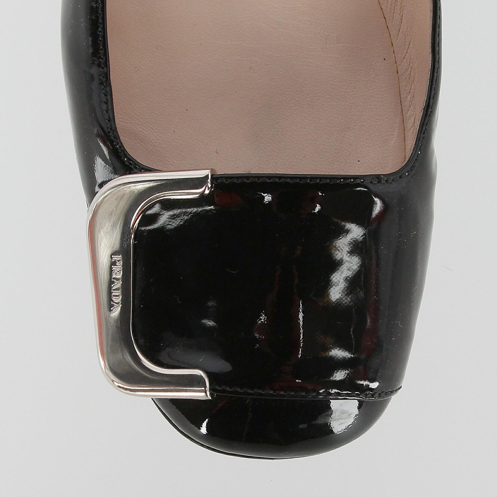 2010s Prada Black Patent Leather Ballet Flats 4