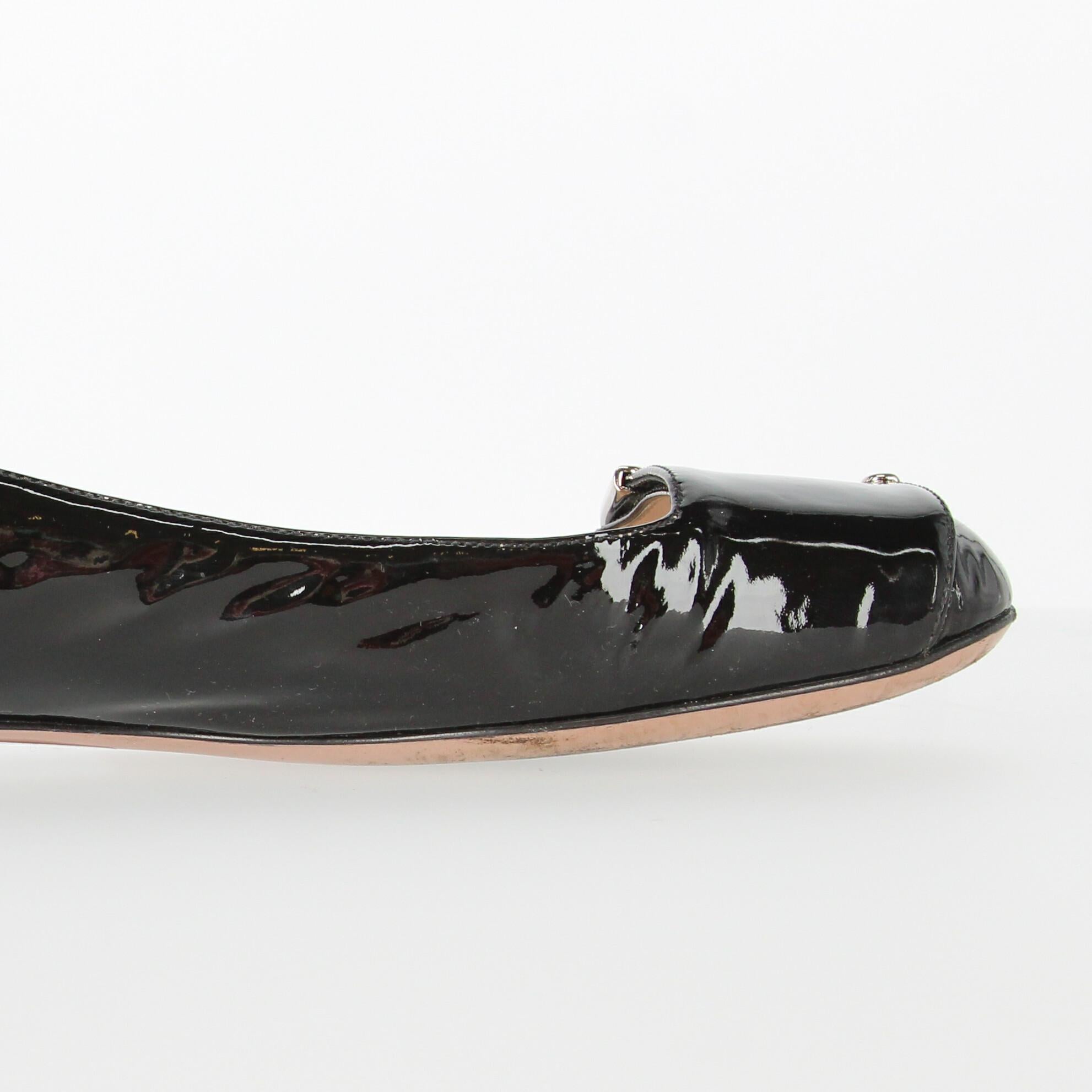 2010s Prada Black Patent Leather Ballet Flats 5