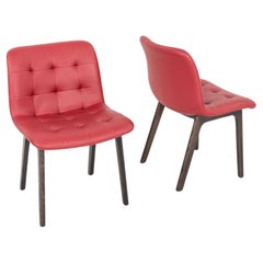 2010s R&D Bontempi Casa Bontempi Kuga Dining Side Chairs, Red Leather (Pair)