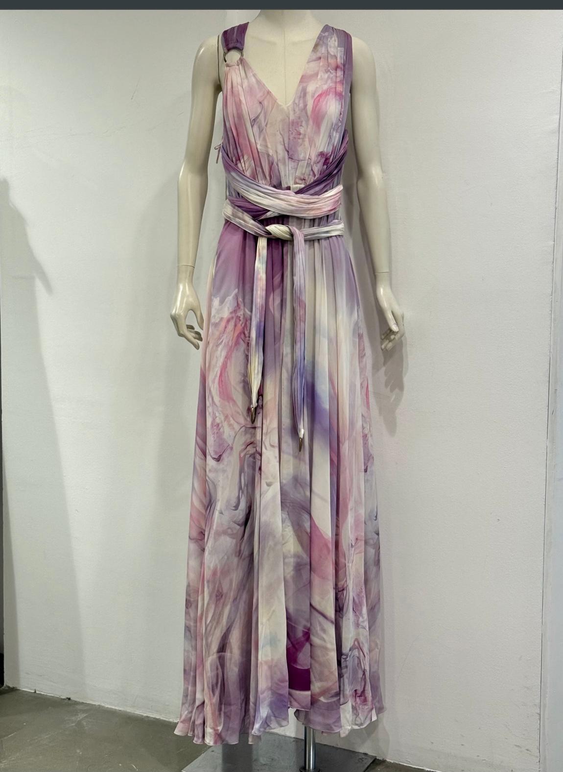 2010s Roberto Cavalli marble print maxi dress in vendita 7