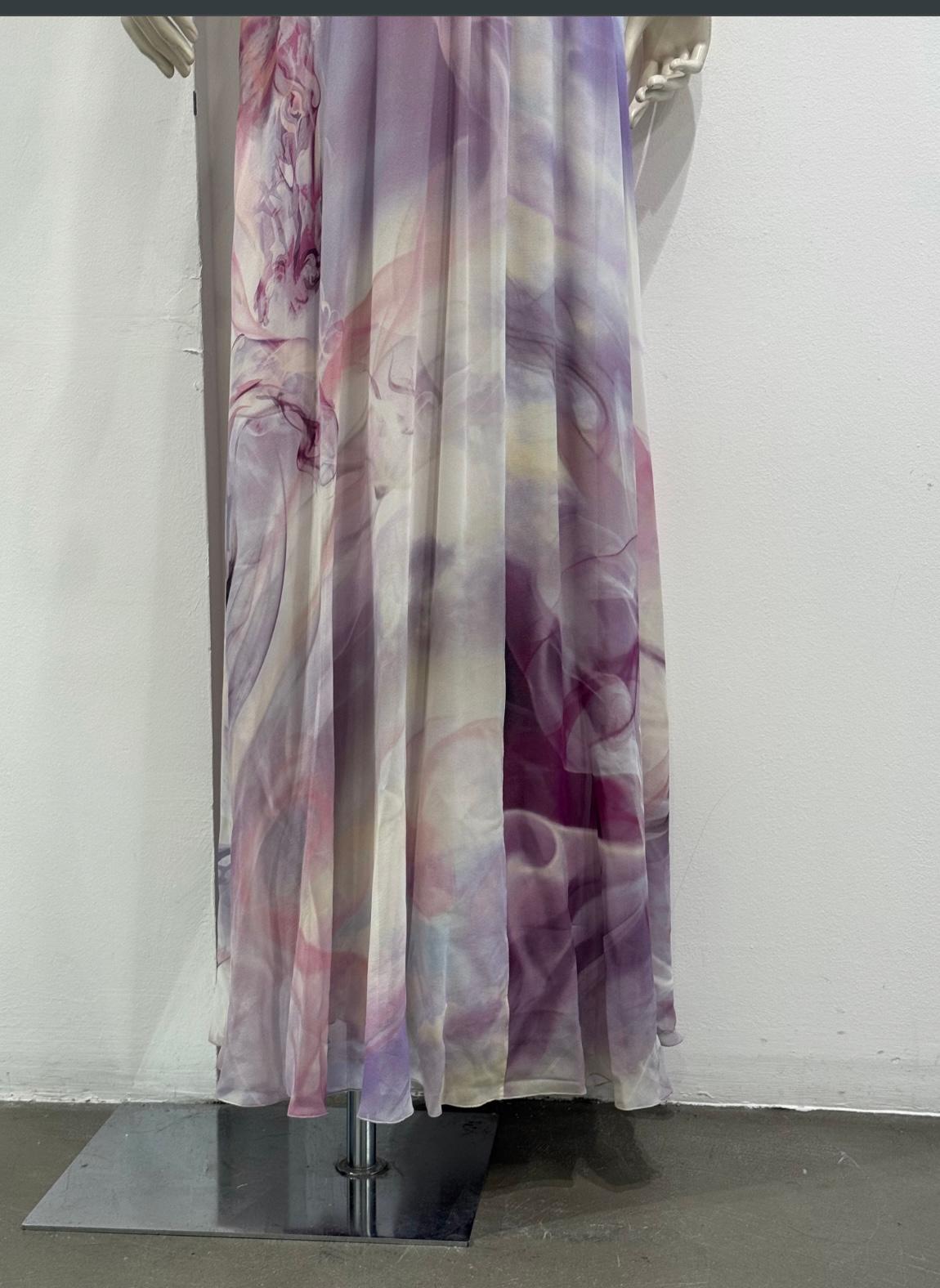 Gray 2010s Roberto Cavalli marble print maxi dress in vendita