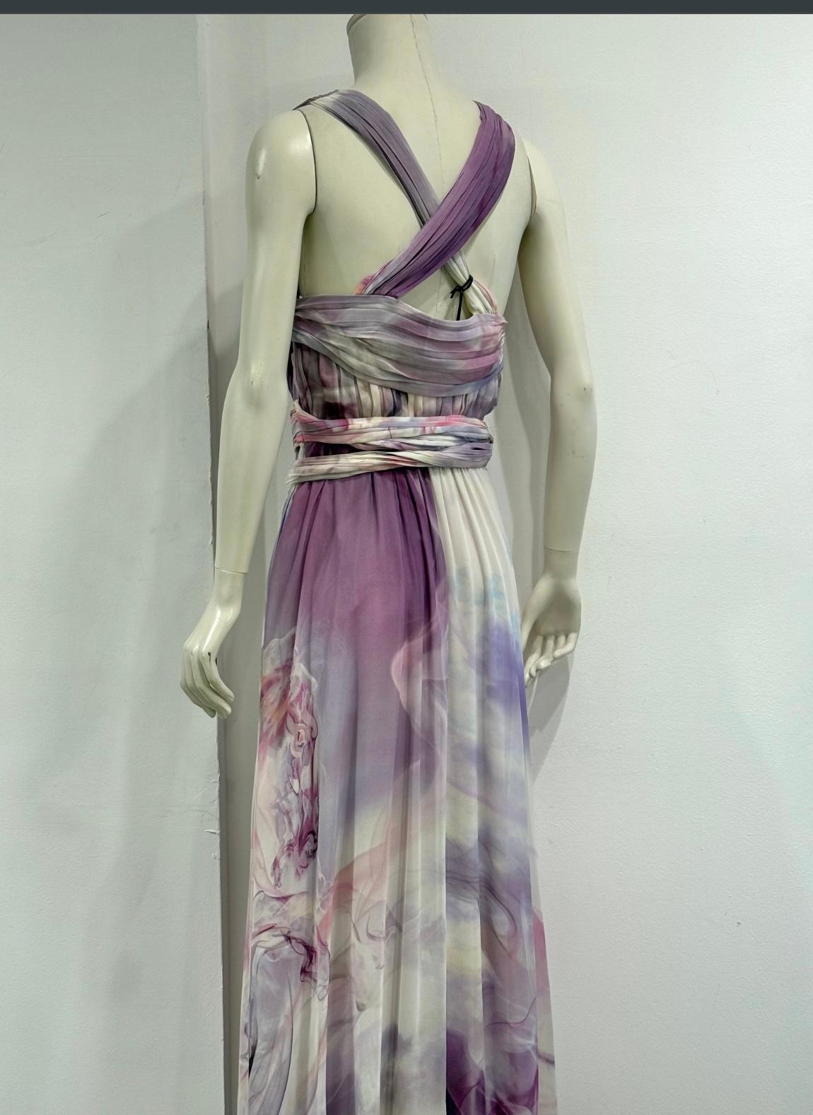 2010s Roberto Cavalli marble print maxi dress In condizioni Nuovo in vendita a Milano, Lombardia