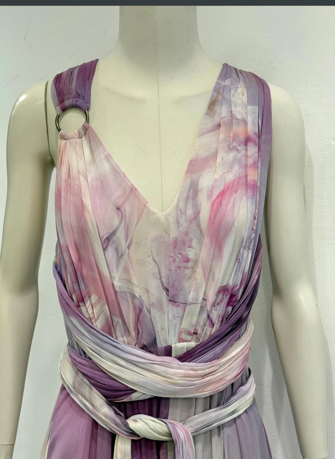 2010s Roberto Cavalli marble print maxi dress in vendita 3