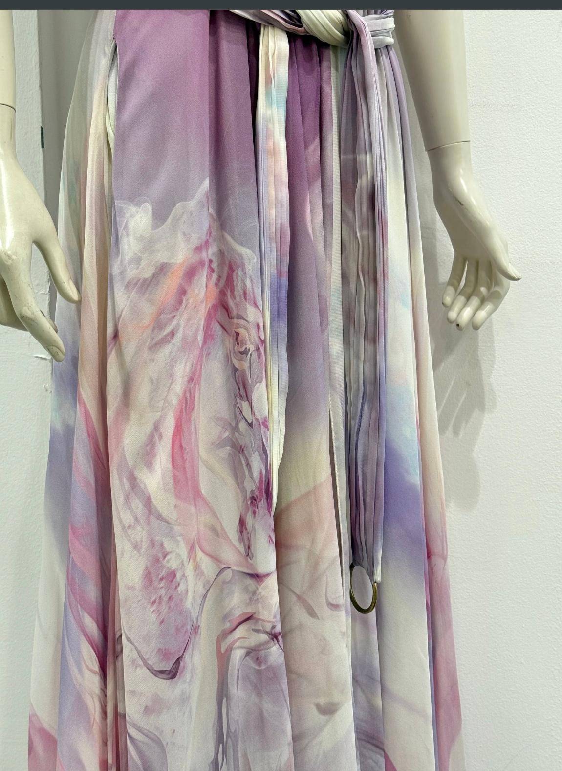 2010s Roberto Cavalli marble print maxi dress in vendita 4