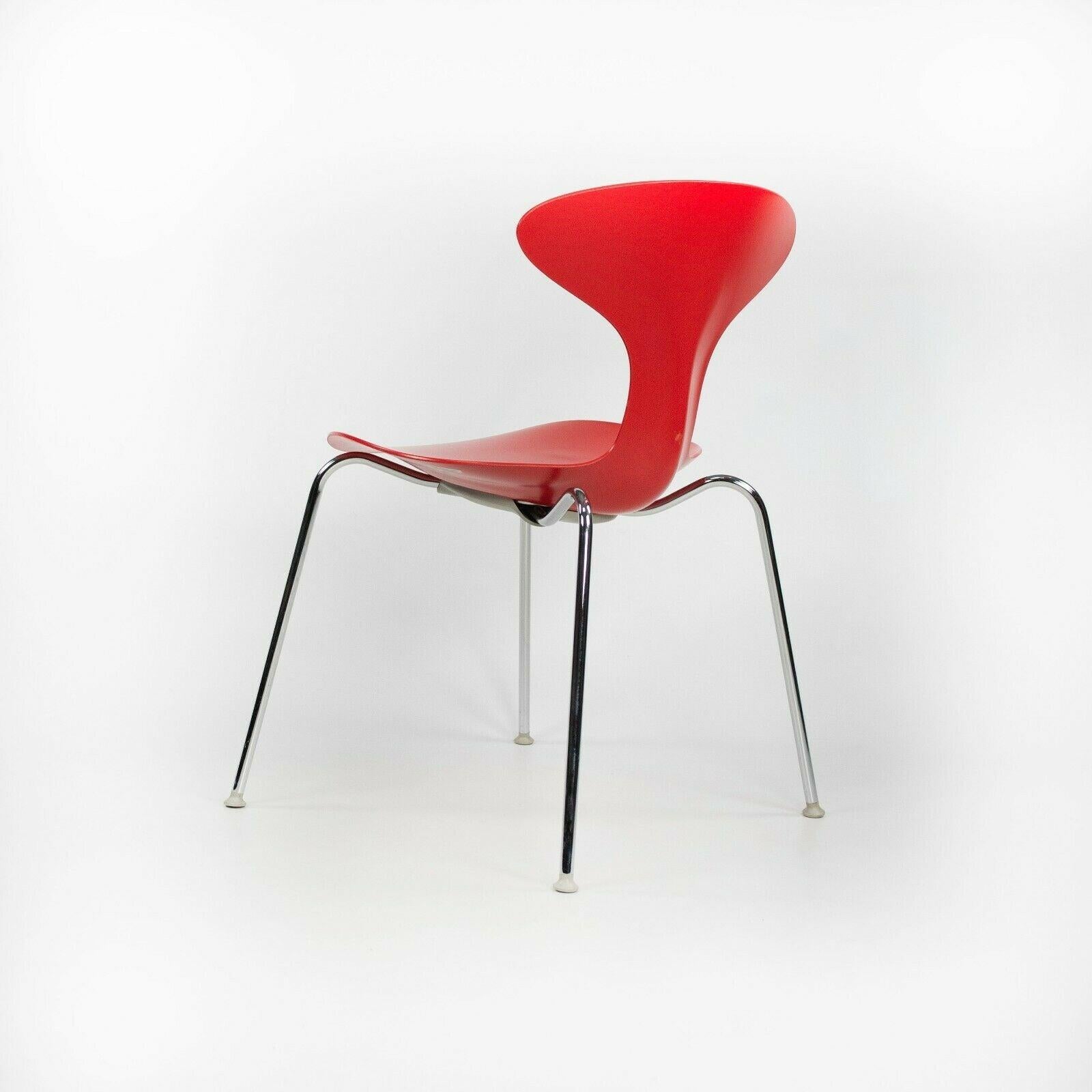 2010s Ross Lovegrove Orbit Chair by Bernhardt Design in Red Plastic Chrome Legs For Sale 4