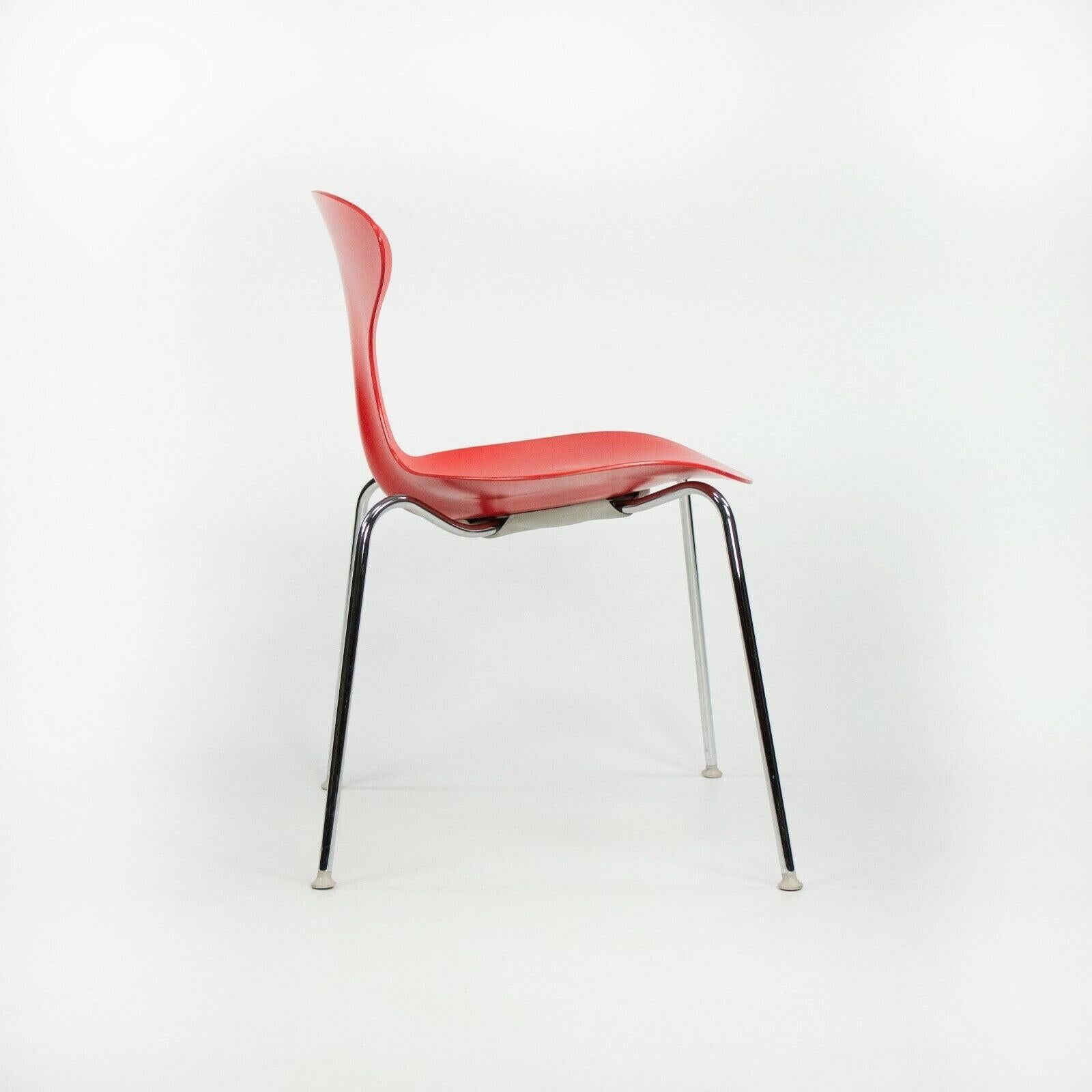 Modern 2010s Ross Lovegrove Orbit Chair by Bernhardt Design in Red Plastic Chrome Legs For Sale