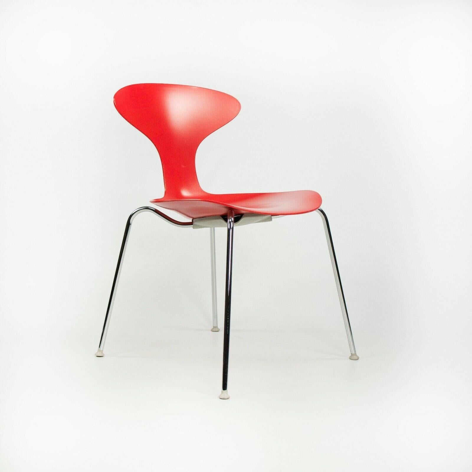 American 2010s Ross Lovegrove Orbit Chair by Bernhardt Design in Red Plastic Chrome Legs For Sale