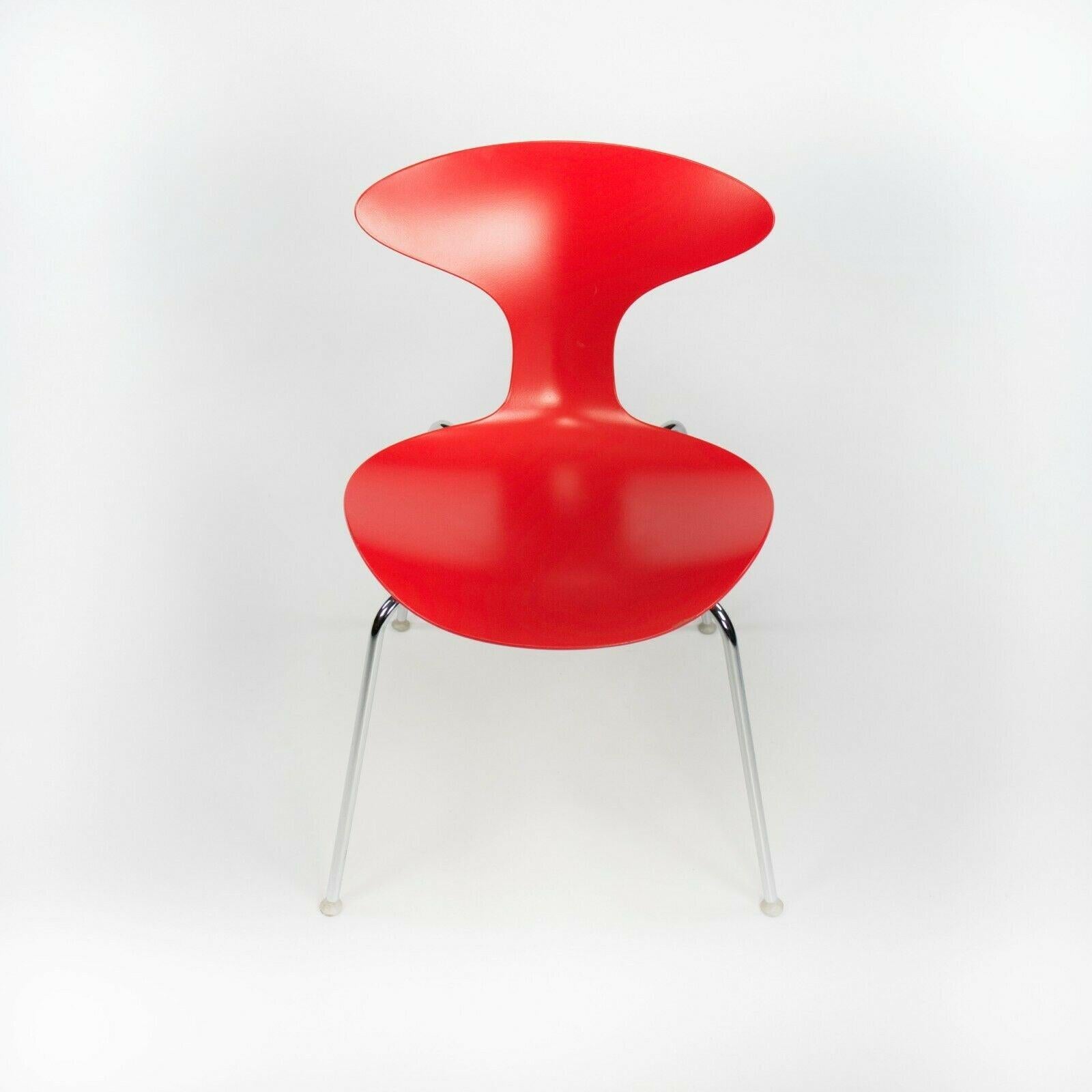 2010s Ross Lovegrove Orbit Chair by Bernhardt Design in Red Plastic Chrome Legs In Good Condition For Sale In Philadelphia, PA