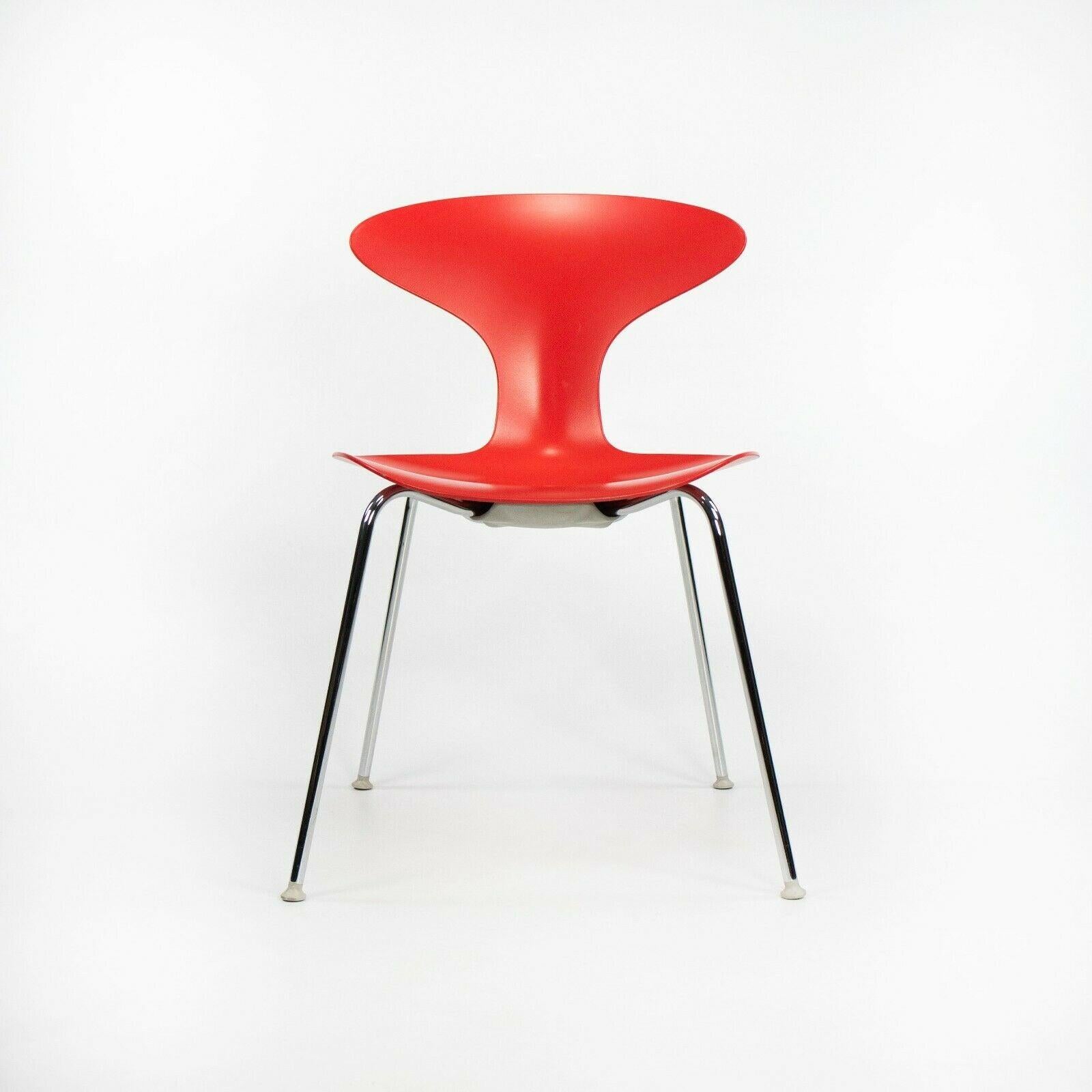 2010s Ross Lovegrove Orbit Chair by Bernhardt Design in Red Plastic Chrome Legs For Sale 1