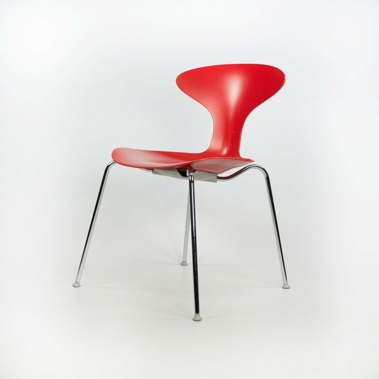 2010s Ross Lovegrove Orbit Chair by Bernhardt Design in Red Plastic Chrome Legs For Sale 2