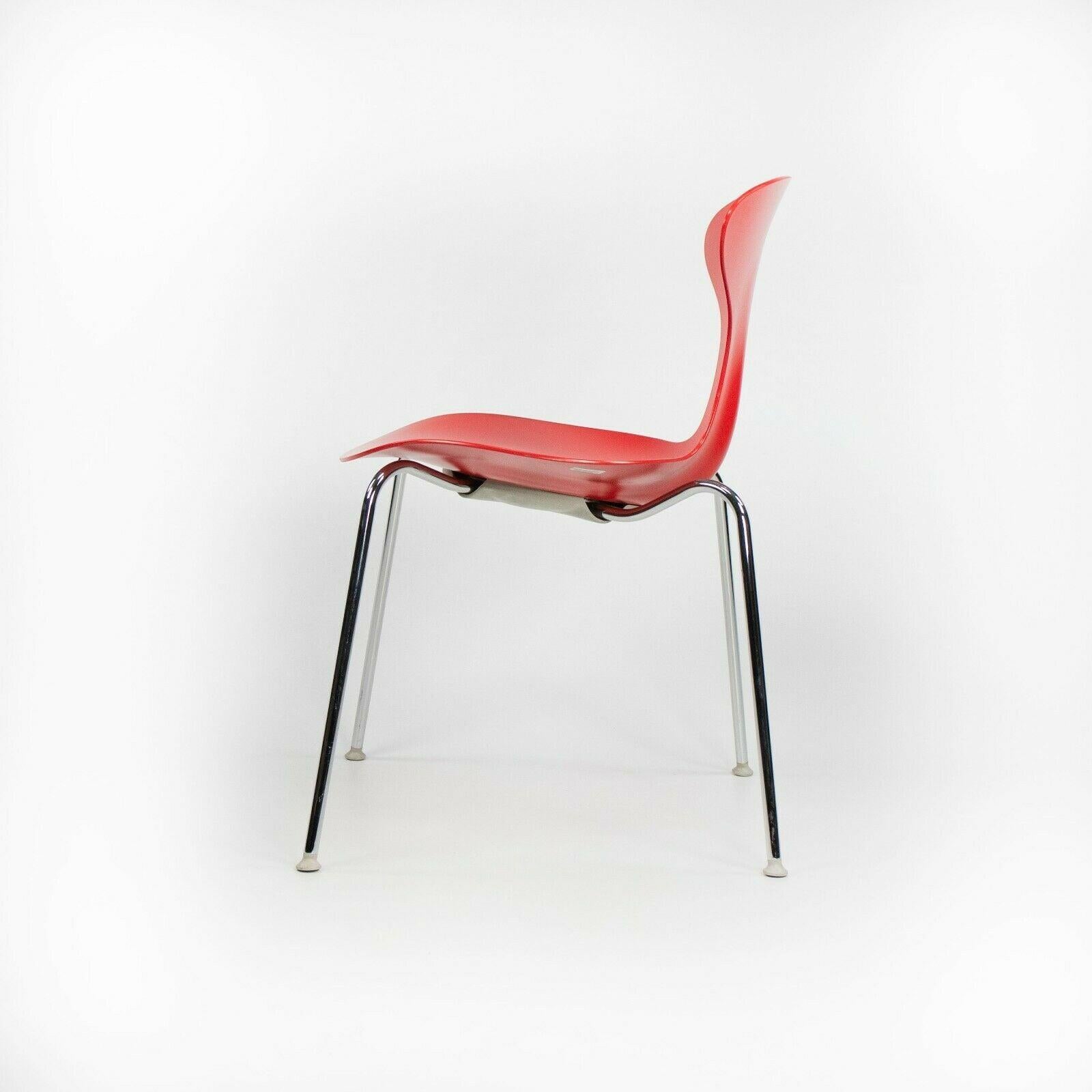 2010s Ross Lovegrove Orbit Chair by Bernhardt Design in Red Plastic Chrome Legs For Sale 3