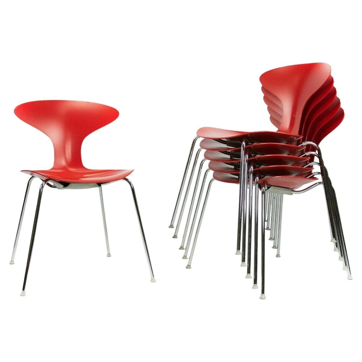 2010s Ross Lovegrove Orbit Chair by Bernhardt Design in Red Plastic Chrome Legs For Sale