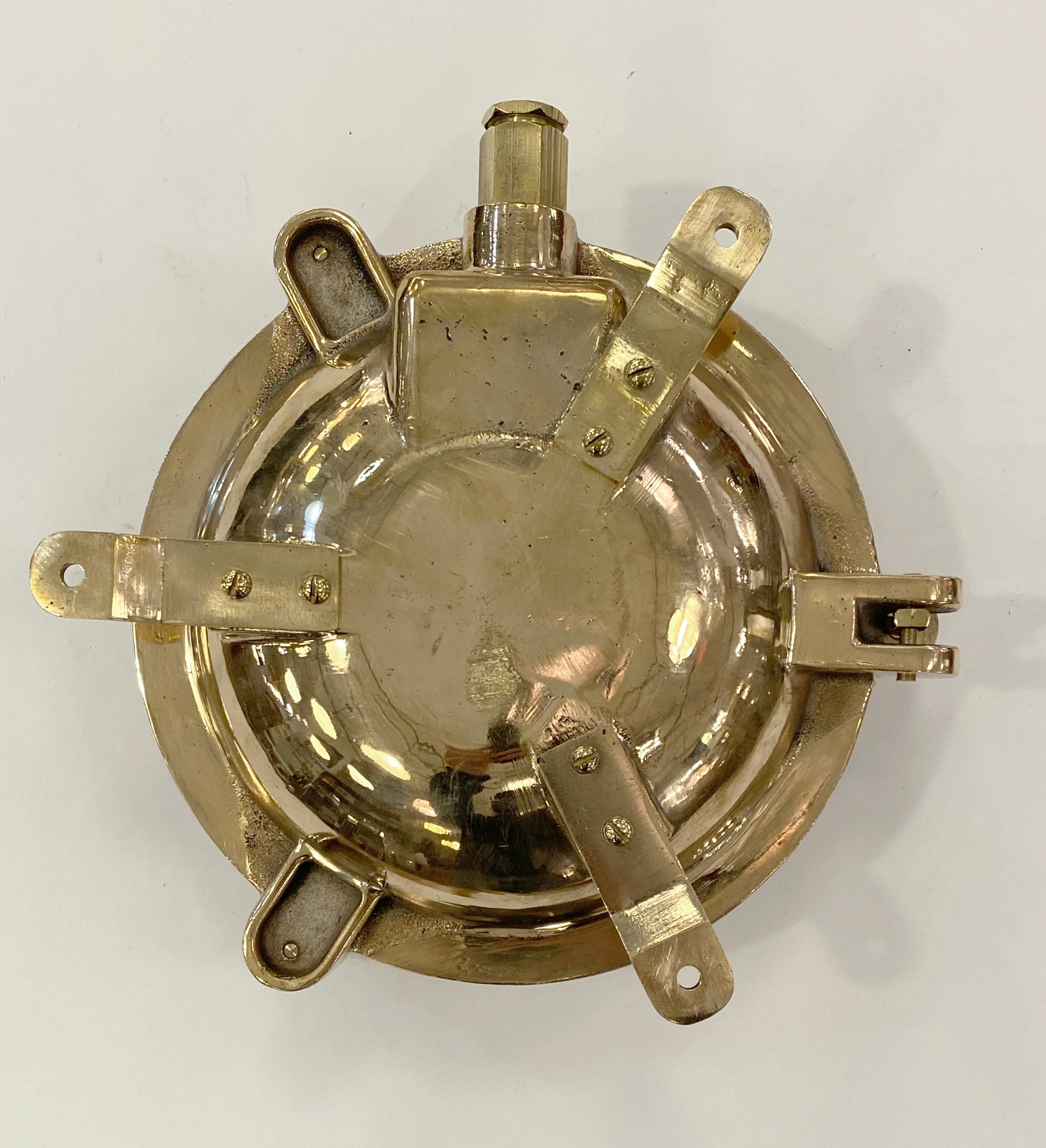 Round Brass Nautical Ship Light Sconce Quantity Available Cage Bulkhead For Sale 2