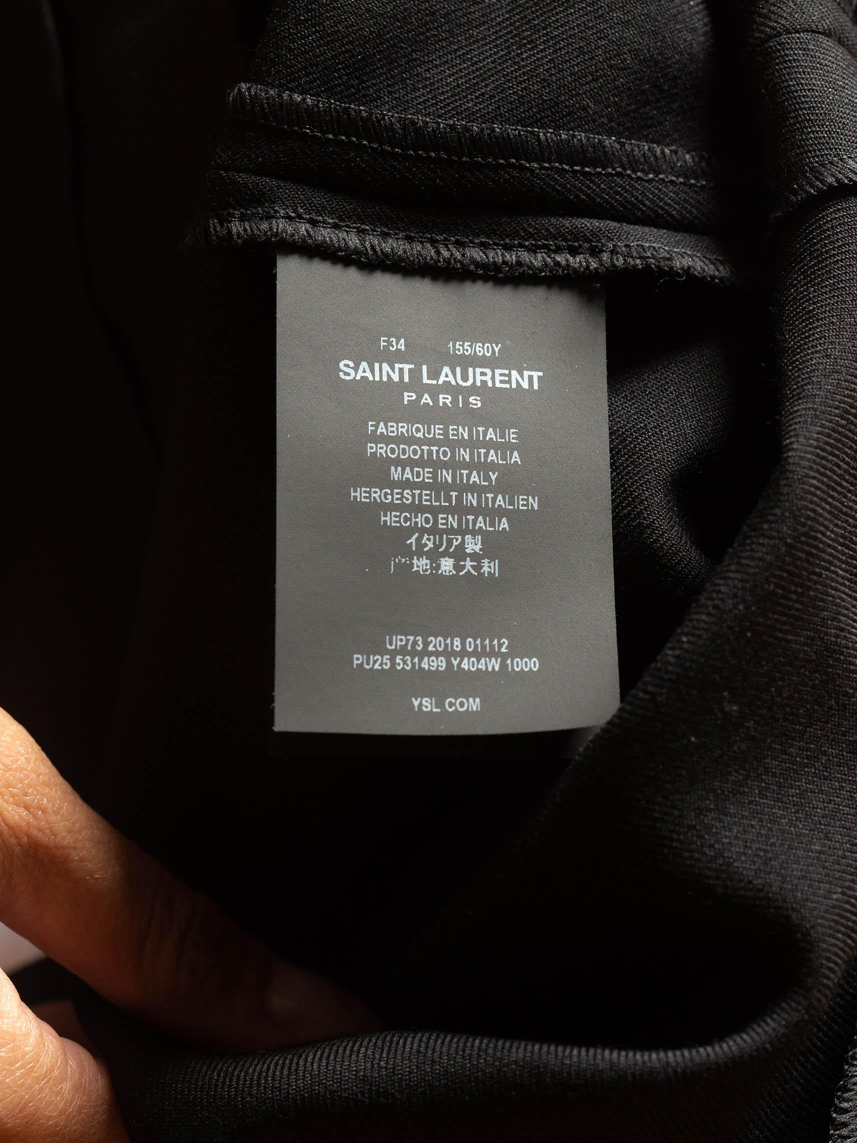 2010S SAINT LAURENT Black Wool/Cotton Pegged Low Belt Loop Pants 4