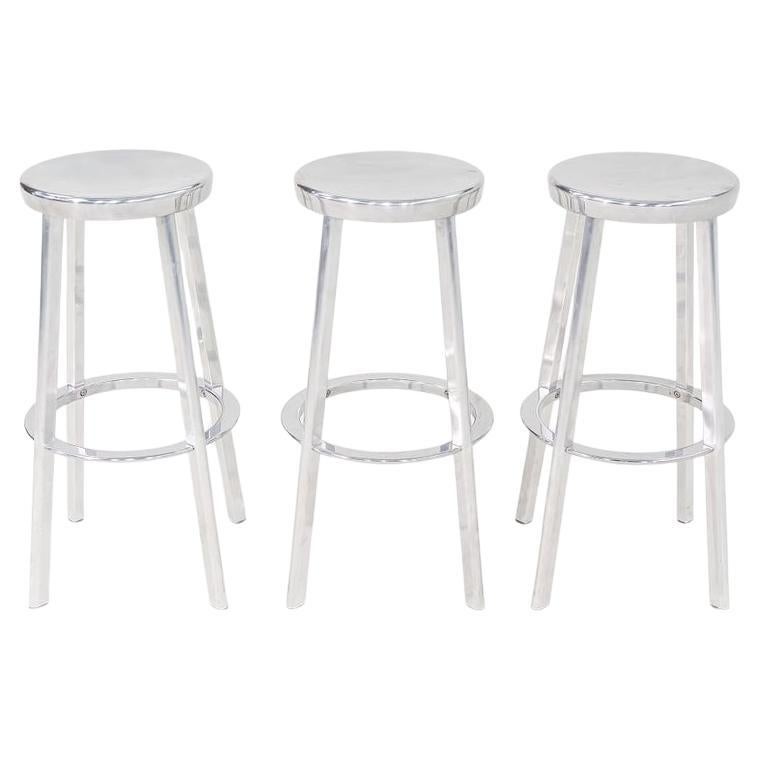 2010s Set of 3 Naoto Fukasawa for Magis Deja-Vu Bar Stools in Polished Aluminum