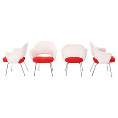 2010s Set of 4 Eero Saarinen for Knoll Executive Arm Chairs in Two-Toned Fabric