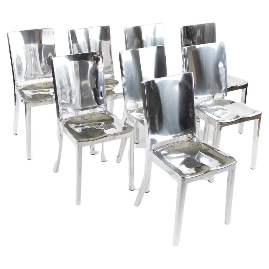 2010s Ensemble de huit chaises de salle à manger Philippe Starck Emeco Hudson en aluminium poli en vente