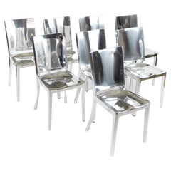 2010s Ensemble de huit chaises de salle à manger Philippe Starck Emeco Hudson en aluminium poli