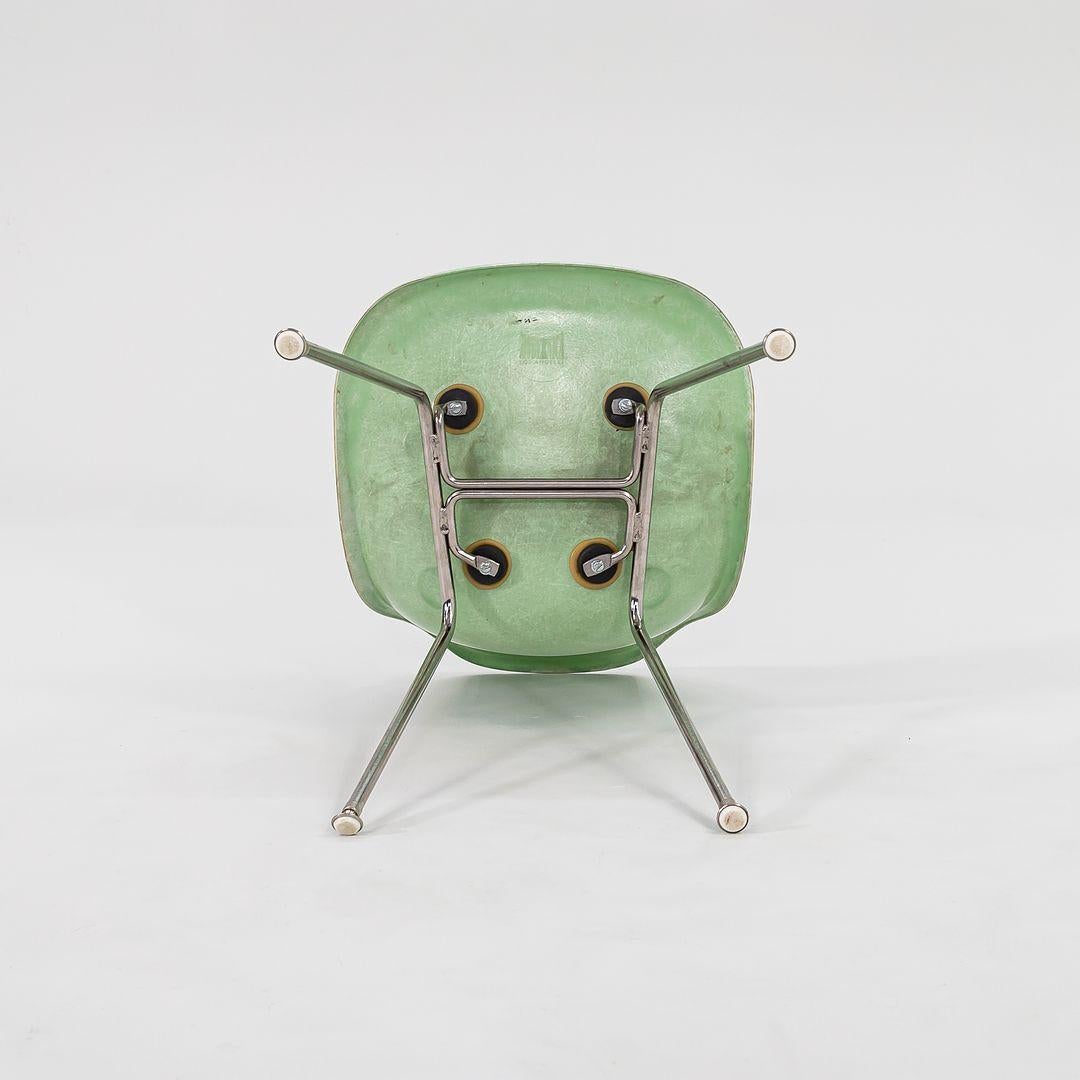 2010s Set of Four Eames Modernica Fiberglass Side Chairs H Base in Light Green 5