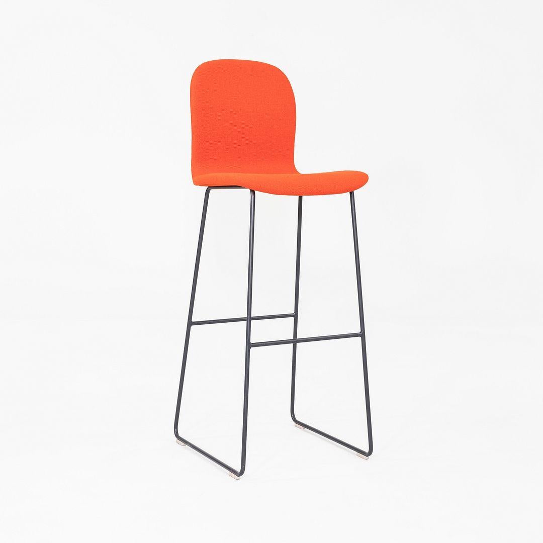 2010s Set of Four Jasper Morrison for Cappellini Tate Bar Stools in Red Fabric (Stahl) im Angebot