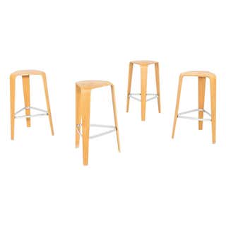 2010s Geiger 2 BY 3 Solid Cherry Sculptural Bar Height Stools by Ai3 ...