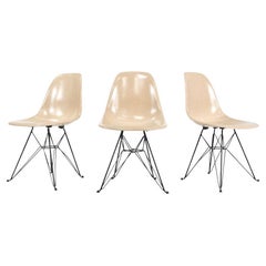 2010s Set of Three Modernica Fiberglass DSR Chairs w/ Metal Eiffel Tower Bases