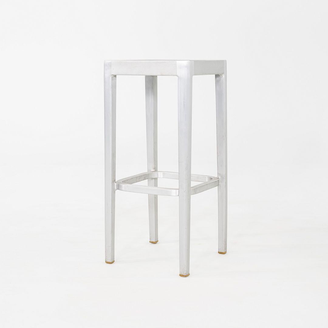 American 2010s Set of Three Philippe Starck for Emeco Bar Stools in Brushed Aluminum For Sale