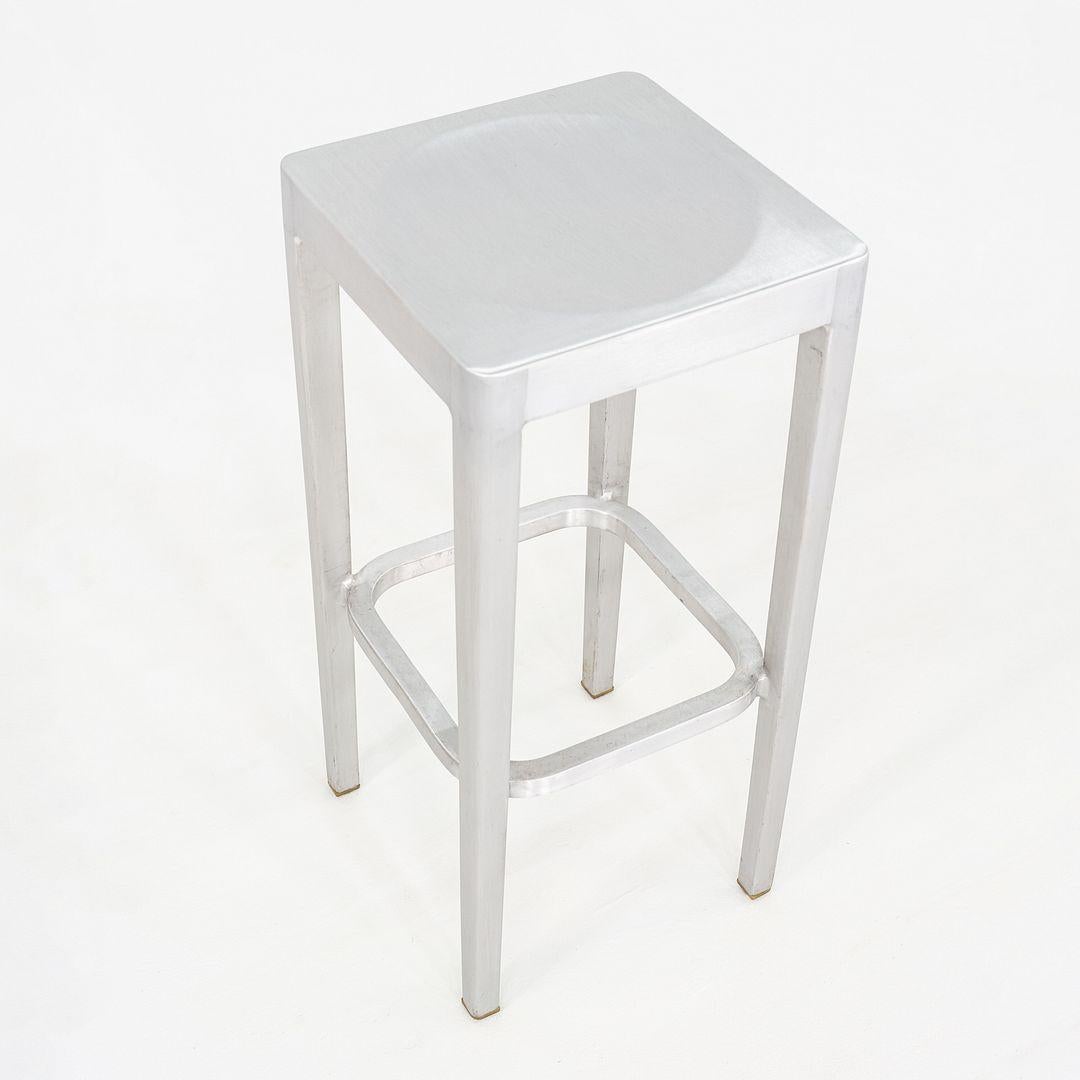 Contemporary 2010s Set of Three Philippe Starck for Emeco Bar Stools in Brushed Aluminum For Sale
