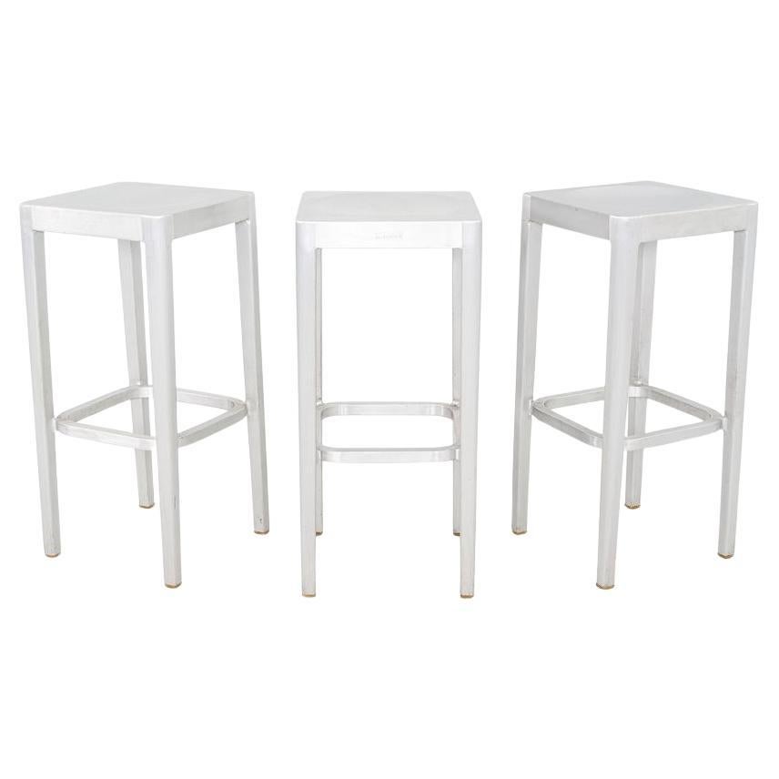 2010s Set of Three Philippe Starck for Emeco Bar Stools in Brushed Aluminum