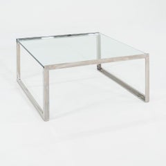 2010s Shelton Mindel SM Coffee Side Table in Stainless Steel with 30" Glass Top