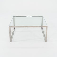2010s Shelton Table d'appoint pour café SM en acier inoxydable avec plateau en verre 30
