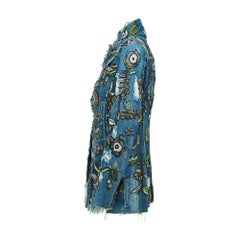 2010s Siah Howard Couture Elongated Denim Jacket Beadwork