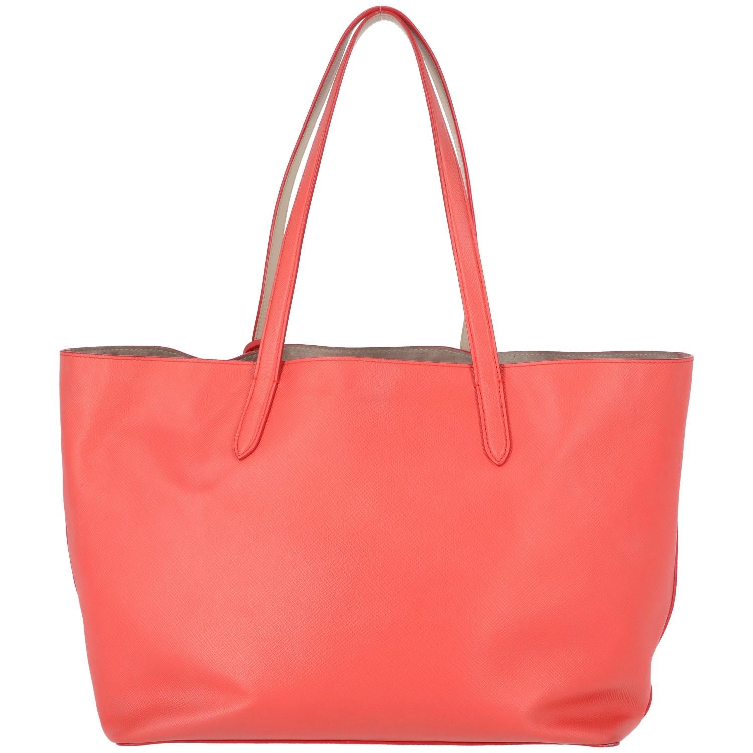 2010s Smythson Red Crossgrain Leather Tote Bag 1