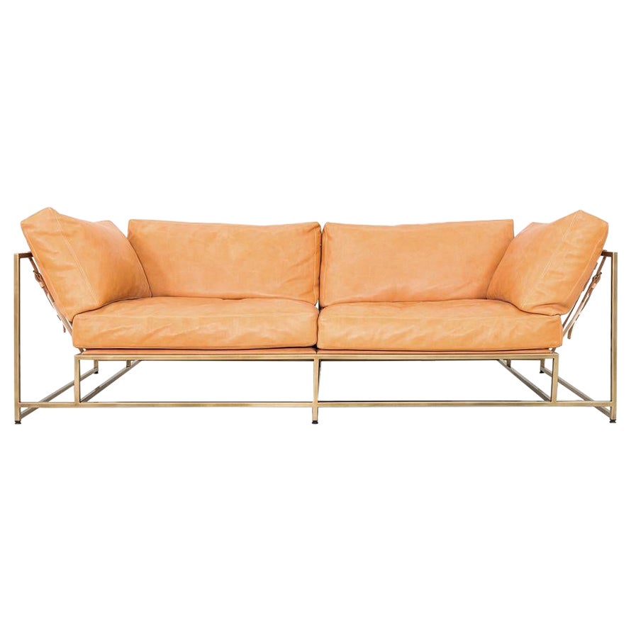 2010s Stephen Kenn Inheritance Three Seat Sofa in Cognac Leather For Sale