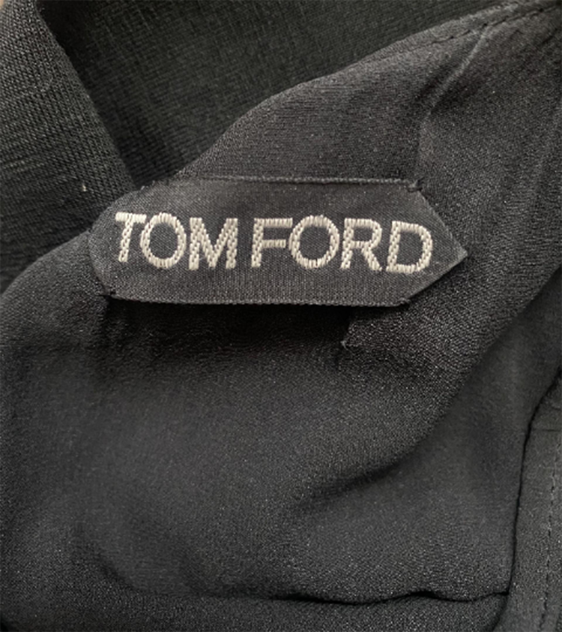 2011 Tom Ford Black Jersey Wool and Satin Corset Dress For Sale 3