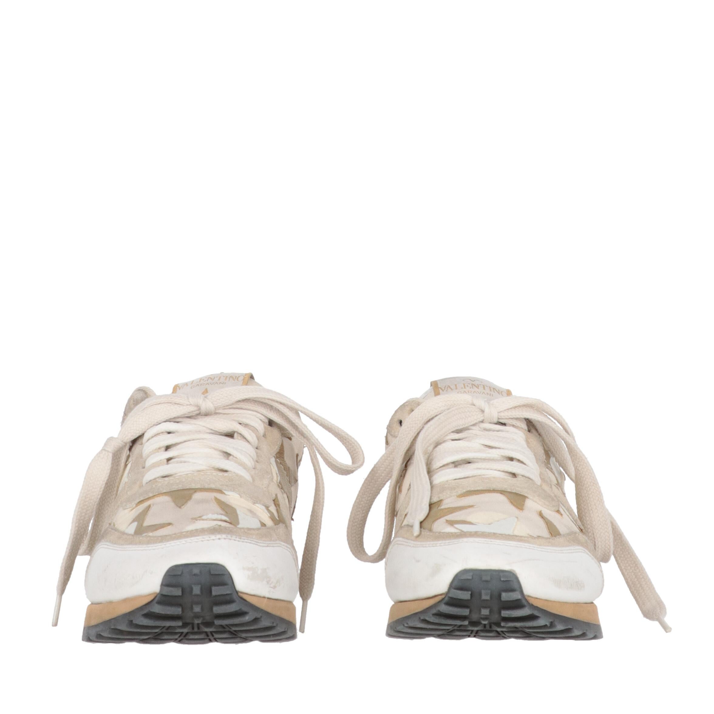 2010s Valentino Camouflage Rockrunner Sneakers Beige