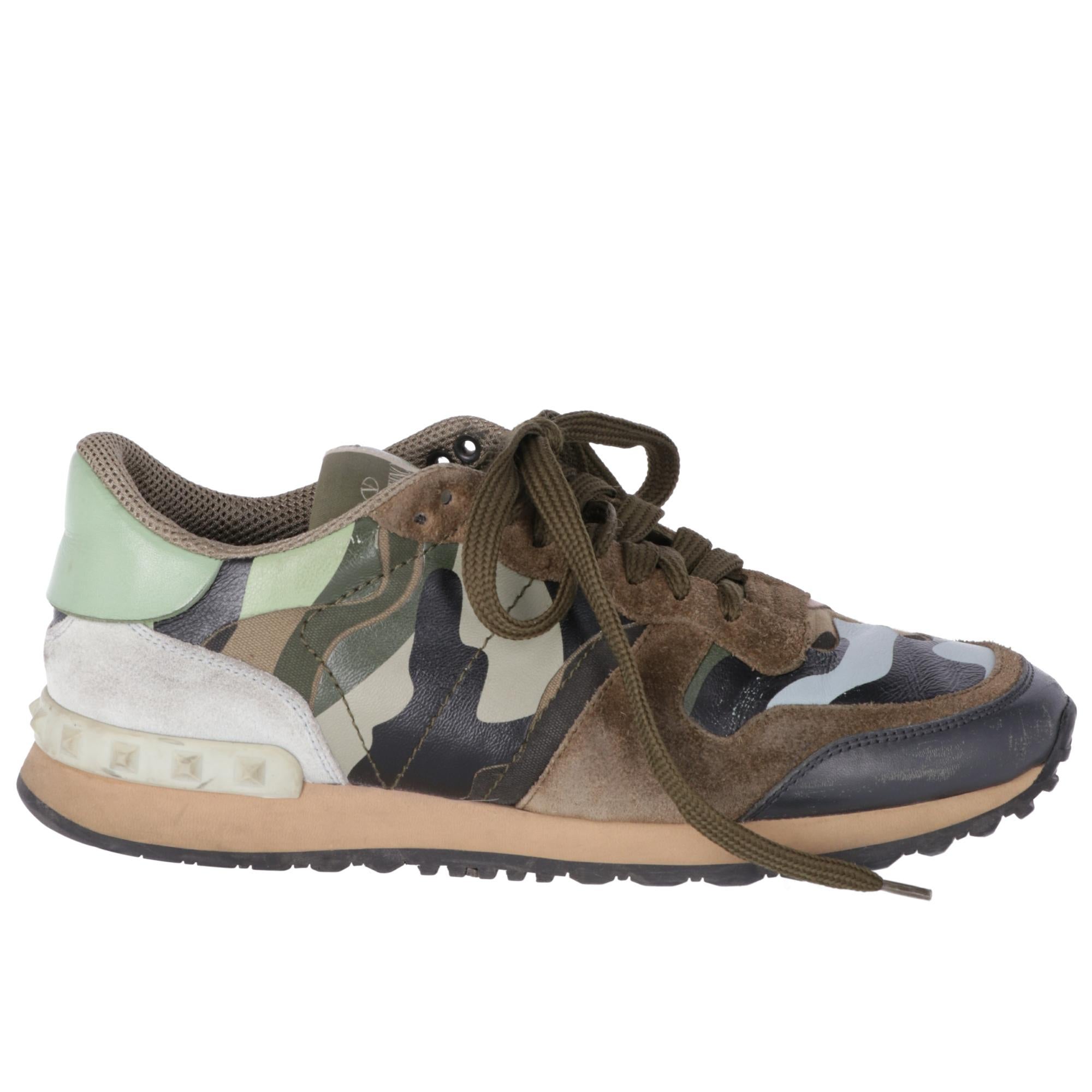 Black 2010s Valentino Camouflage Rockrunner Sneakers