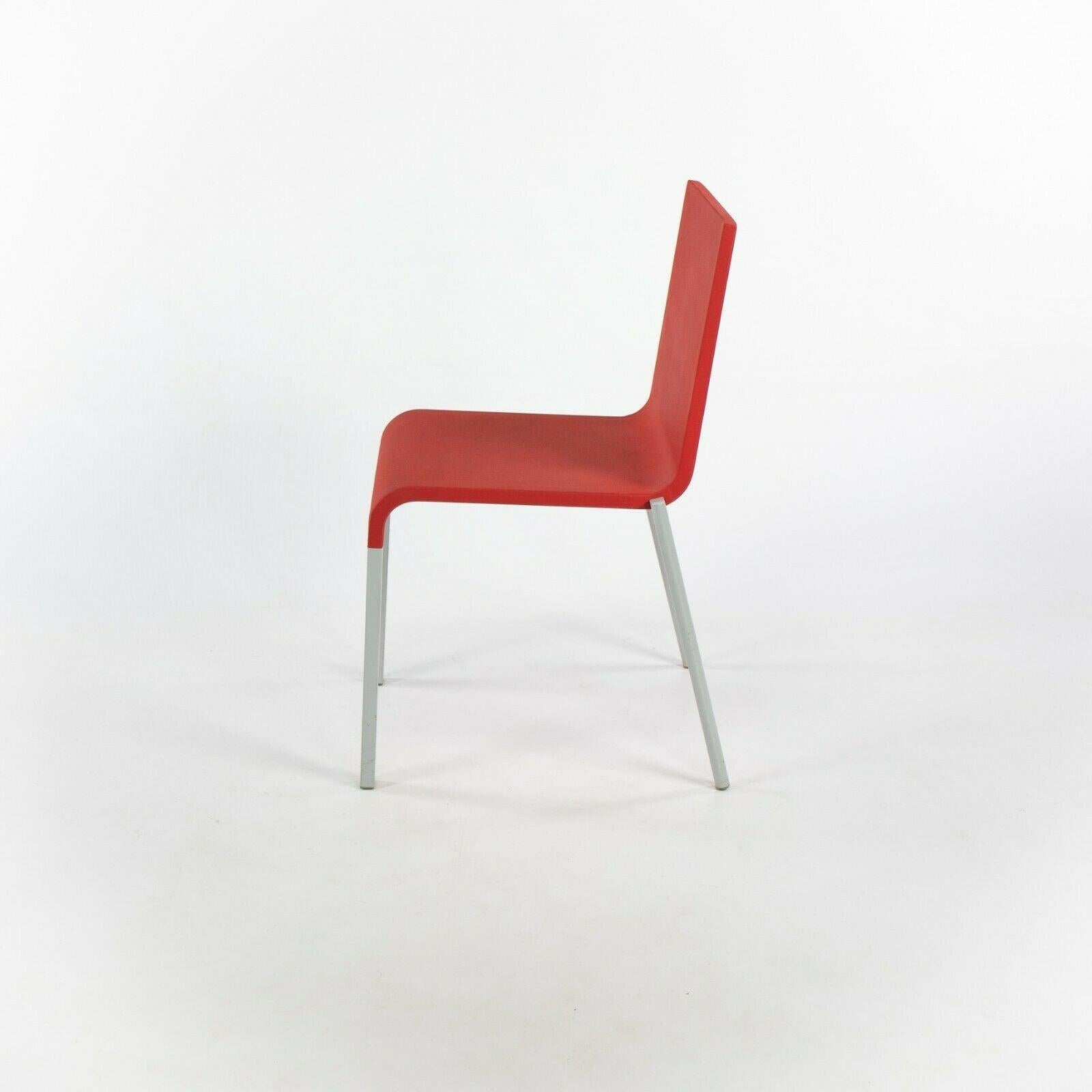 2010s Vitra .03 Stacking Chairs by Maarten Van Severen in Red In Good Condition For Sale In Philadelphia, PA